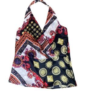 VINTAGE 90s Gianni Versace Barocco Sun & Medusa Halter Top - NWOT - Sz 12